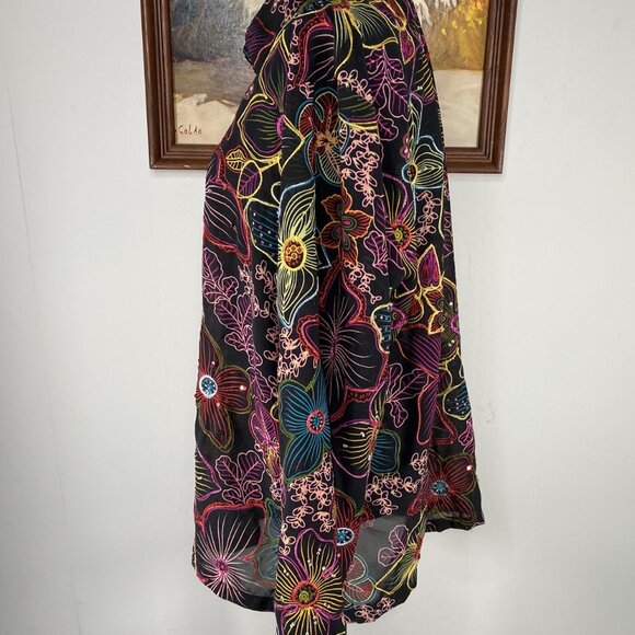 Vintage Coldwater Creek Button Up Shirt Top Women's XL Multicolor Floral VTG - Picture 6 of 12